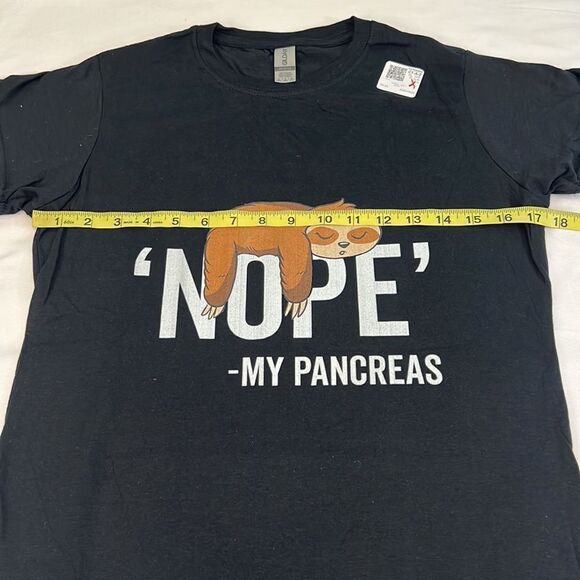 ‘Nope’ - My Pancreas Sloth Women’s Black Graphic Tee Size Large - Picture 4 of 6